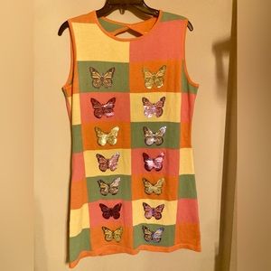 EUC queen of sparkles butterfly sweater dress size medium